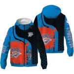 oklahoma city thunder grid stripe blue black windbreaker jacket best selling