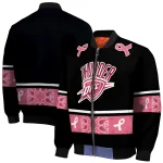 oklahoma city thunder pink ribbon black pink bomber jacket best selling
