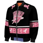 oklahoma city thunder pink ribbon black pink bomber jacket best selling