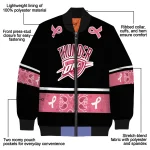 oklahoma city thunder pink ribbon black pink bomber jacket best selling