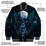 oklahoma city thunder skull bite blue black varsity jacket best selling