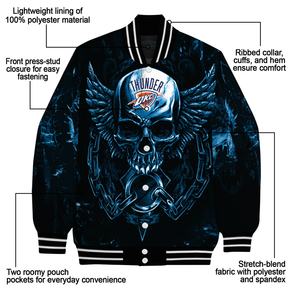 oklahoma city thunder skull bite blue black varsity jacket new arrival oklahoma city thunder skull bite blue black varsity jacket new arrival