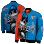 oklahoma city thunder spooky grin blue bomber jacket best selling