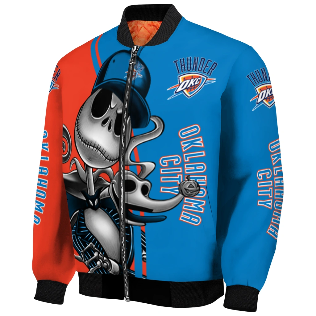 oklahoma city thunder spooky grin blue bomber jacket fashion forward oklahoma city thunder spooky grin blue bomber jacket fashion forward