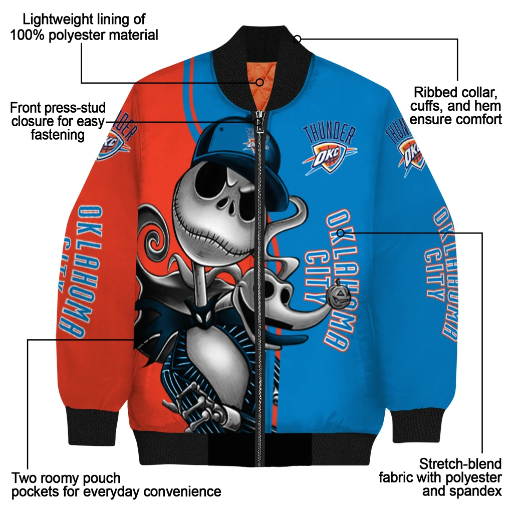 oklahoma city thunder spooky grin blue bomber jacket new arrival oklahoma city thunder spooky grin blue bomber jacket new arrival