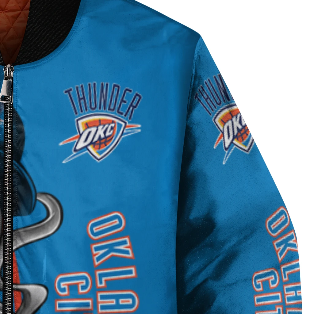 oklahoma city thunder spooky grin blue bomber jacket premium grade oklahoma city thunder spooky grin blue bomber jacket premium grade