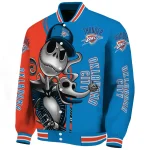 oklahoma city thunder spooky grin blue varsity jacket best selling