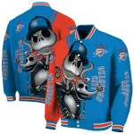 oklahoma city thunder spooky grin blue varsity jacket best selling