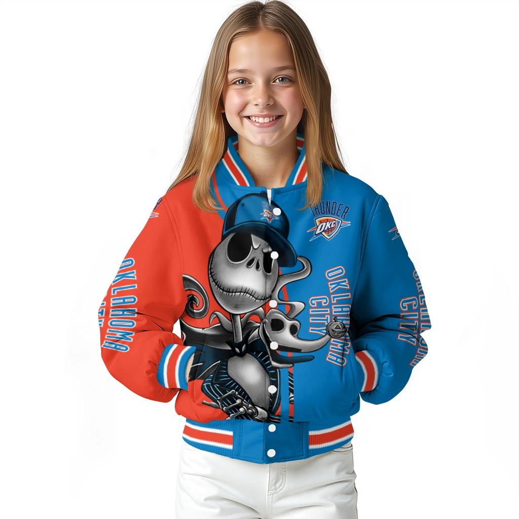 oklahoma city thunder spooky grin blue varsity jacket top rated oklahoma city thunder spooky grin blue varsity jacket top rated