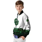 oklahoma sooners clovers pattern white green bomber jacket best selling