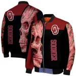 oklahoma sooners fire skull crimson black bomber jacket best selling