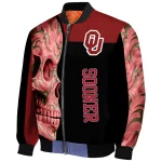 oklahoma sooners fire skull crimson black bomber jacket best selling