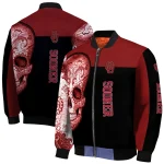 oklahoma sooners intricate skull crimson black bomber jacket best selling