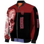 oklahoma sooners intricate skull crimson black bomber jacket best selling