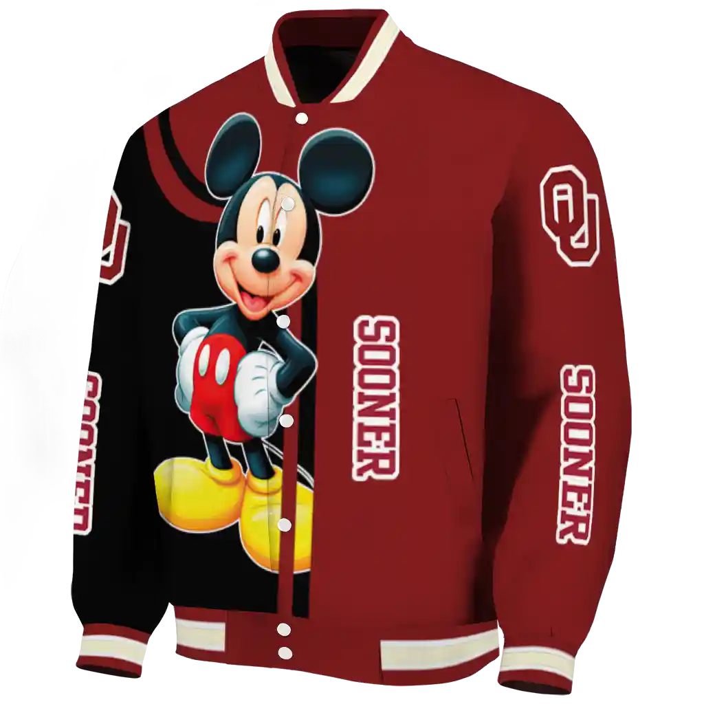 oklahoma sooners mickey mouse crimson varsity jacket best selling oklahoma sooners mickey mouse crimson varsity jacket best selling
