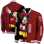 oklahoma sooners mickey mouse crimson varsity jacket best selling