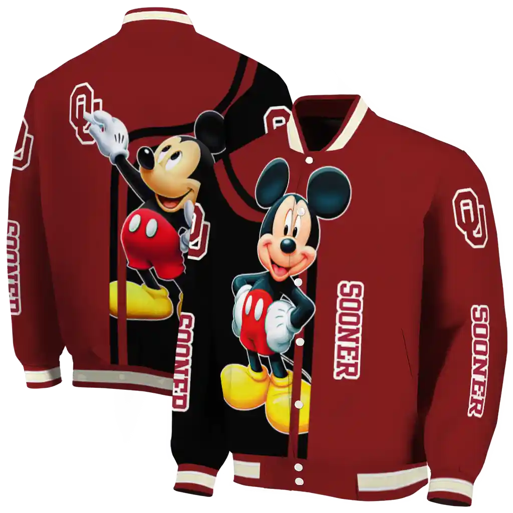 oklahoma sooners mickey mouse crimson varsity jacket fashion forward oklahoma sooners mickey mouse crimson varsity jacket fashion forward