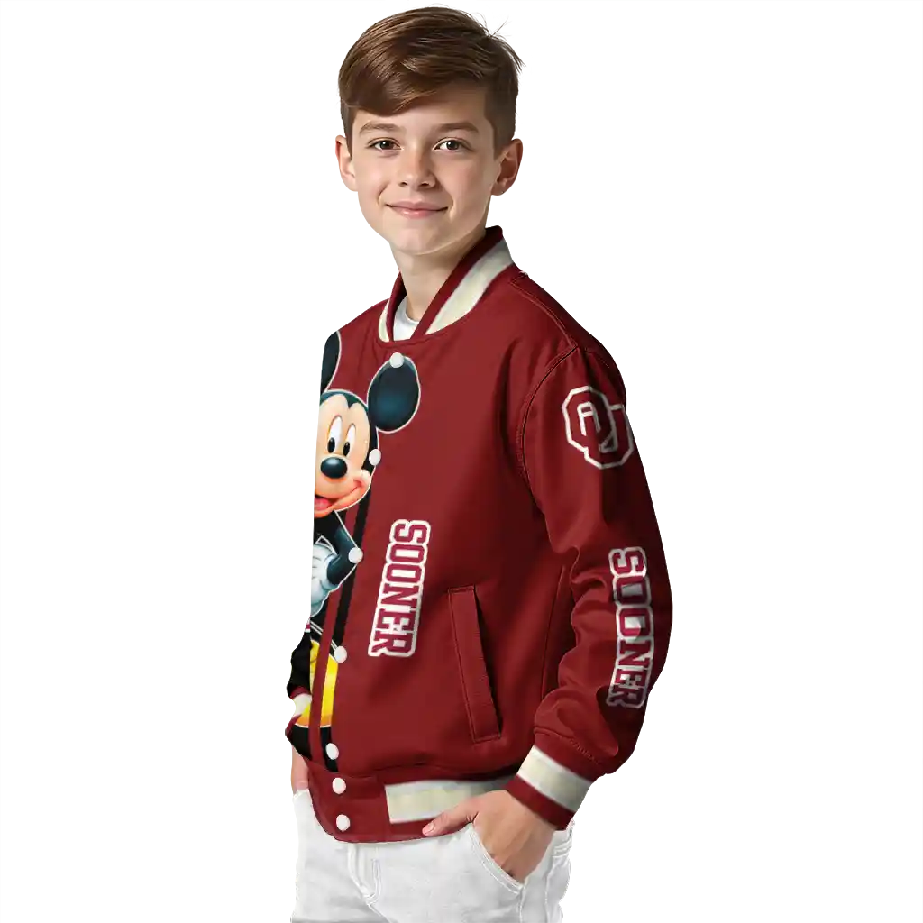 oklahoma sooners mickey mouse crimson varsity jacket trendy oklahoma sooners mickey mouse crimson varsity jacket trendy