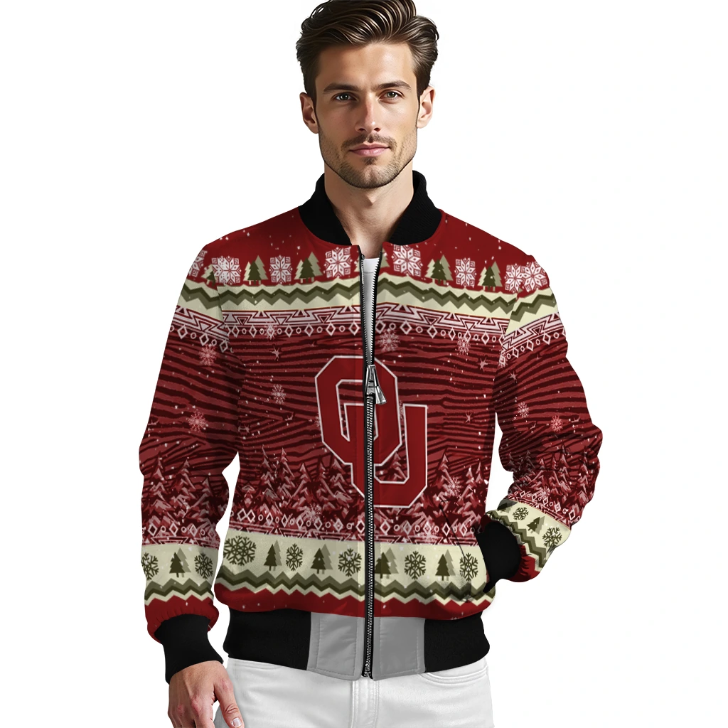 oklahoma sooners snowy pines crimson bomber jacket high quality oklahoma sooners snowy pines crimson bomber jacket high quality
