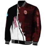 oklahoma sooners torn texture print crimson black varsity jacket best selling