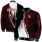 oklahoma sooners torn texture print crimson black varsity jacket best selling