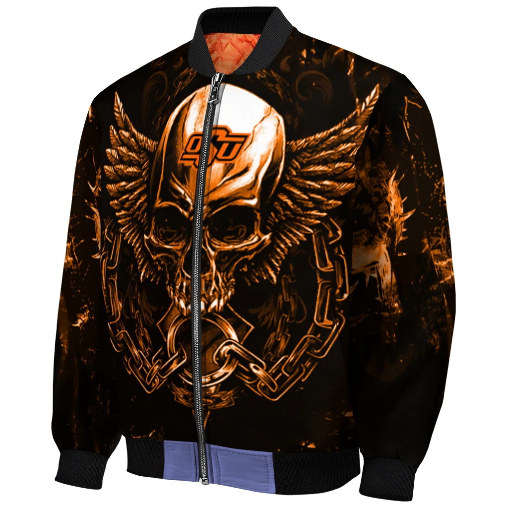 oklahoma state cowboys skull bite orange black bomber jacket fashion forward oklahoma state cowboys skull bite orange black bomber jacket fashion forward