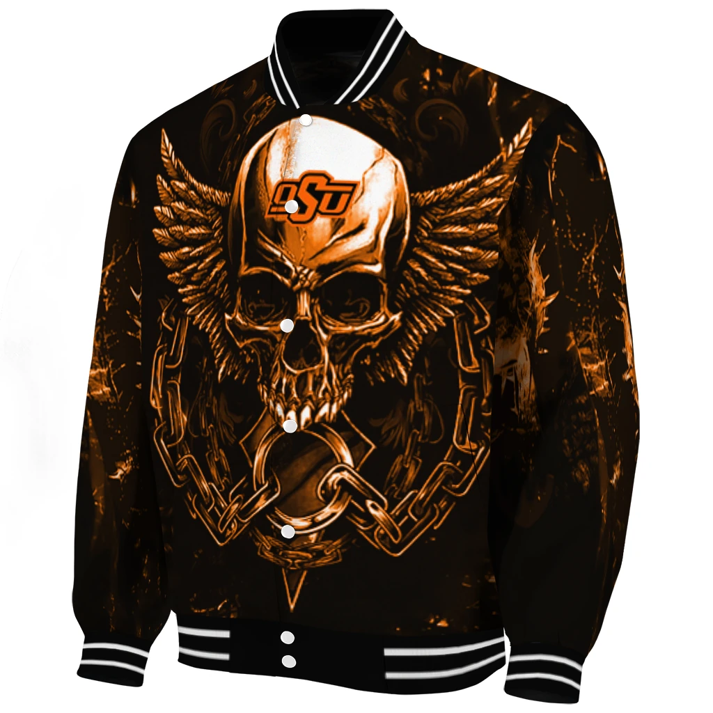 oklahoma state cowboys skull bite orange black varsity jacket best selling oklahoma state cowboys skull bite orange black varsity jacket best selling