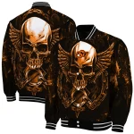 oklahoma state cowboys skull bite orange black varsity jacket best selling