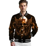 oklahoma state cowboys skull bite orange black varsity jacket best selling