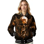 oklahoma state cowboys skull bite orange black varsity jacket best selling