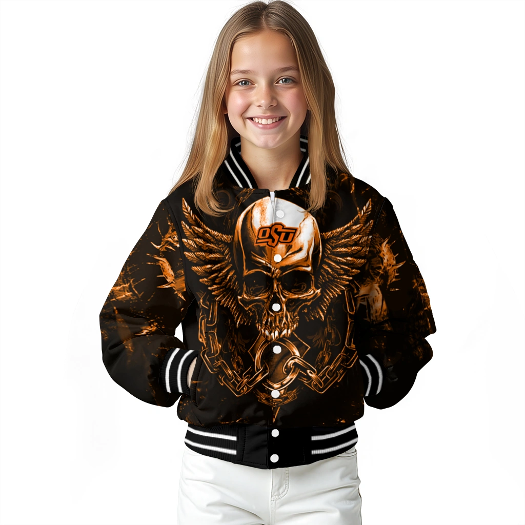 oklahoma state cowboys skull bite orange black varsity jacket top rated oklahoma state cowboys skull bite orange black varsity jacket top rated