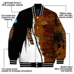 oklahoma state cowboys torn texture print orange black varsity jacket best selling