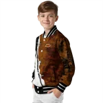 oklahoma state cowboys torn texture print orange black varsity jacket best selling