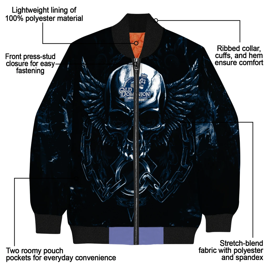 old dominion monarchs skull bite blue black bomber jacket new arrival old dominion monarchs skull bite blue black bomber jacket new arrival