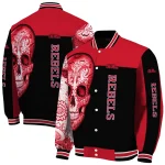 ole miss rebels intricate skull red black varsity jacket best selling
