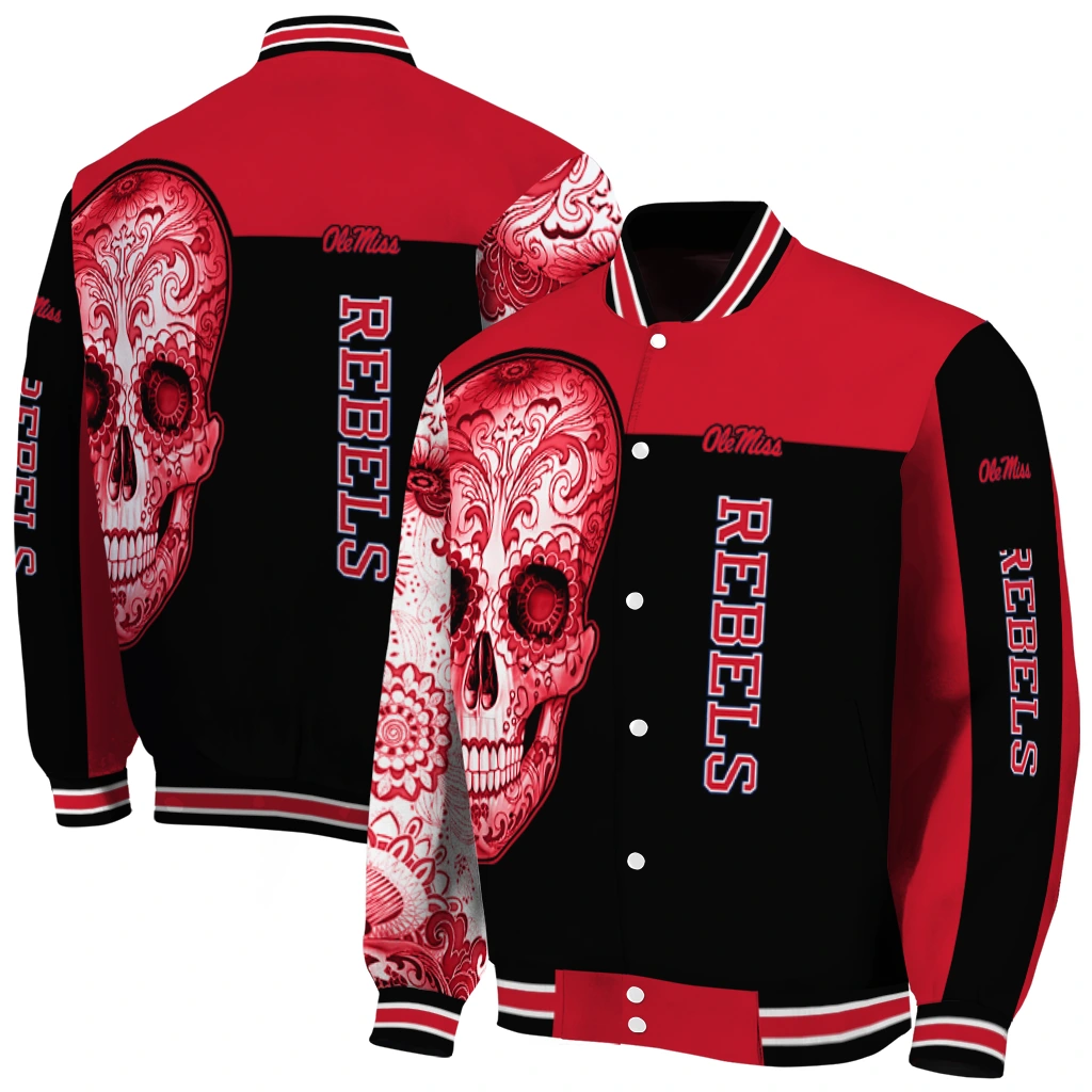 ole miss rebels intricate skull red black varsity jacket fashion forward ole miss rebels intricate skull red black varsity jacket fashion forward