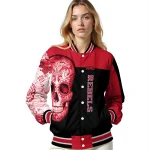 ole miss rebels intricate skull red black varsity jacket best selling