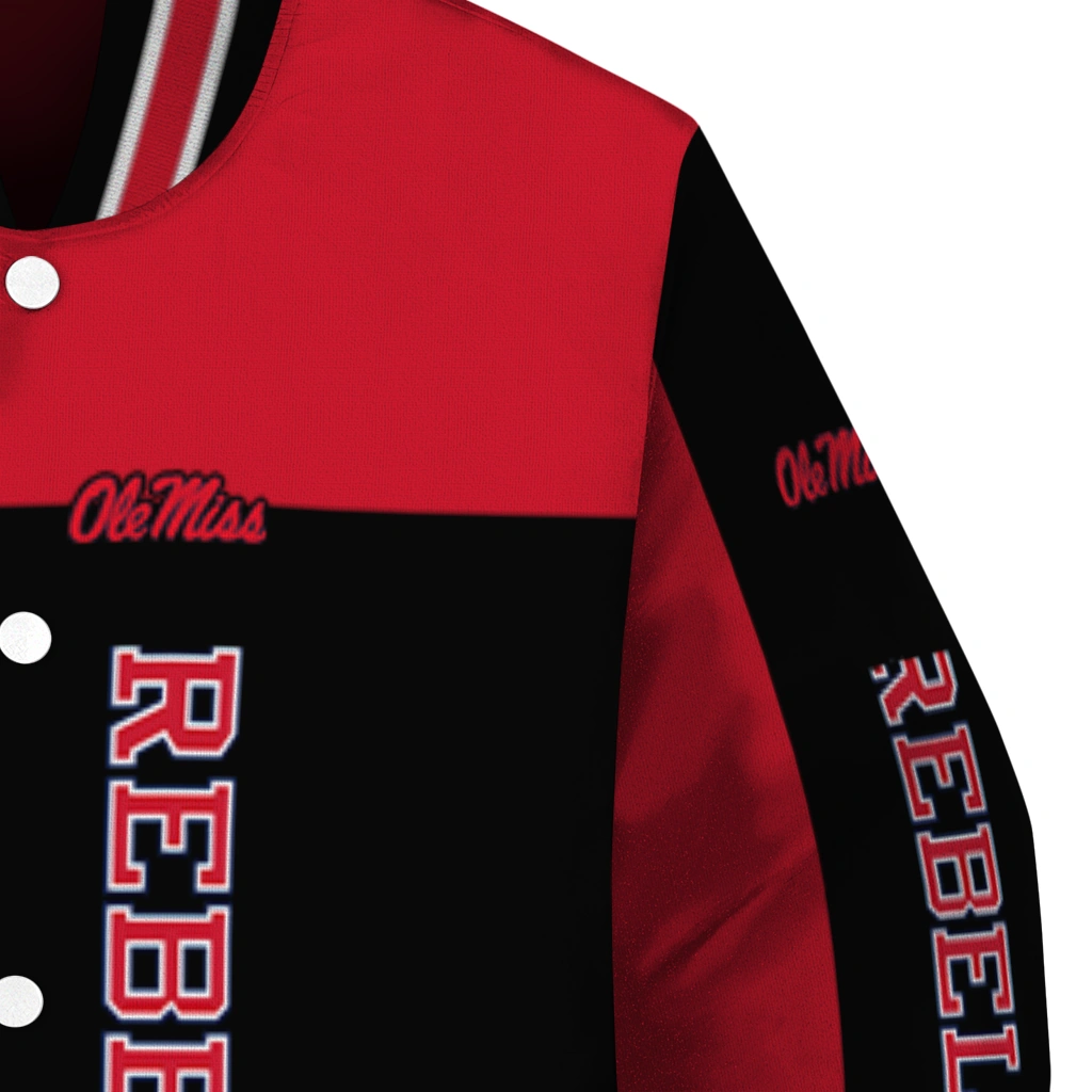 ole miss rebels intricate skull red black varsity jacket premium grade ole miss rebels intricate skull red black varsity jacket premium grade