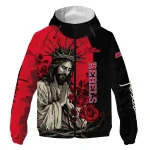ole miss rebels jesus roses red black windbreaker jacket best selling