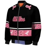 ole miss rebels pink ribbon black pink bomber jacket best selling