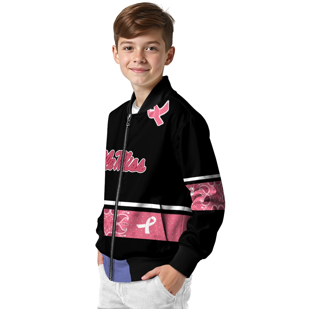 ole miss rebels pink ribbon black pink bomber jacket trendy ole miss rebels pink ribbon black pink bomber jacket trendy