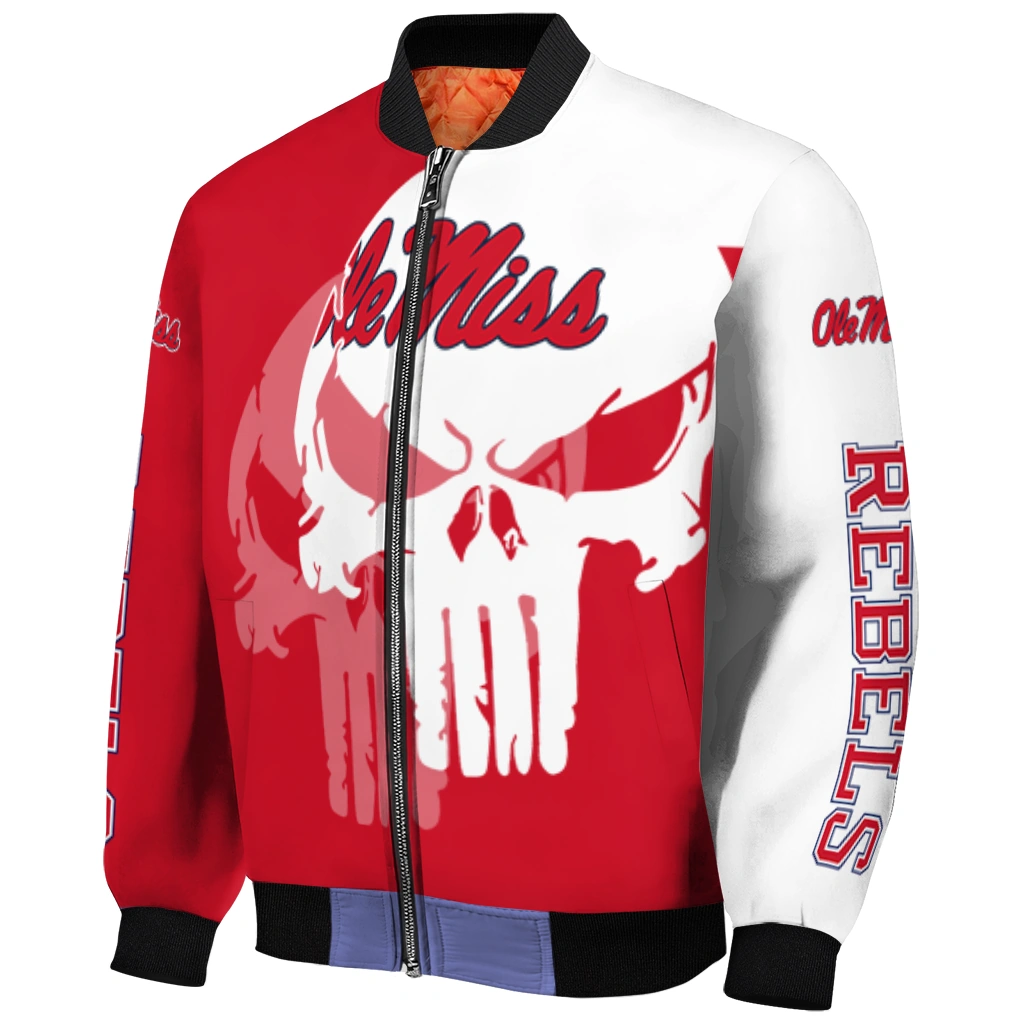 ole miss rebels skull outline red white bomber jacket fashion forward ole miss rebels skull outline red white bomber jacket fashion forward