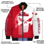 ole miss rebels skull outline red white bomber jacket best selling
