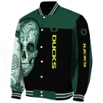 oregon ducks intricate skull green black varsity jacket best selling