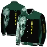 oregon ducks intricate skull green black varsity jacket best selling