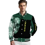oregon ducks intricate skull green black varsity jacket best selling