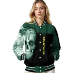 oregon ducks intricate skull green black varsity jacket best selling
