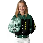 oregon ducks intricate skull green black varsity jacket best selling