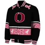 oregon ducks pink ribbon black pink varsity jacket best selling