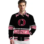 oregon ducks pink ribbon black pink varsity jacket best selling